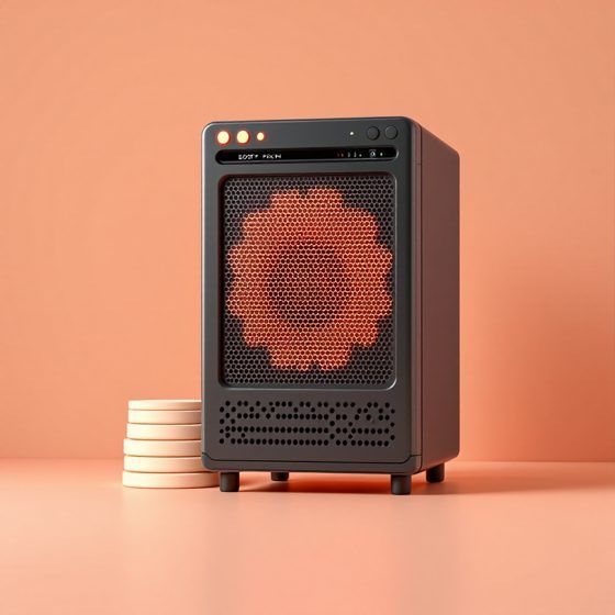 A peach gear set into a charcoal unit